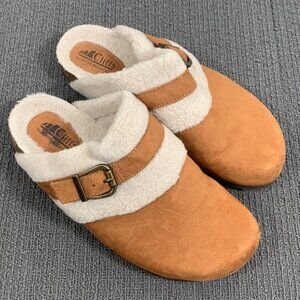 Cliffs by White Mountain Clogs Womens Size 9.5 M Tan Faux Suede Barden Faux Fur